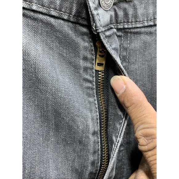 Levi's 513 Denim Jeans Men's Slim Straight Distressed Zip Black Size 36X30 - Picture 12 of 16